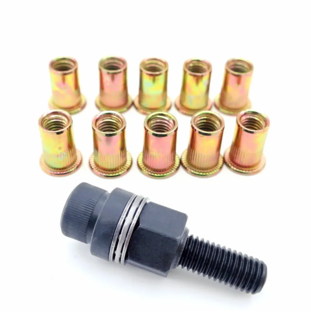 Rivet Setter Tool - Handnietmutternwerkzeug mit 10 Nietmuttern, Manuelles Gewindeeinsatz-Setzwerkzeug,