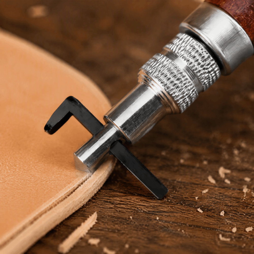 Groover Stitching Tool - Tiefenverstellbares Leder-Nutenwerkzeug für Kantenstichdesign, Nutenfräser für