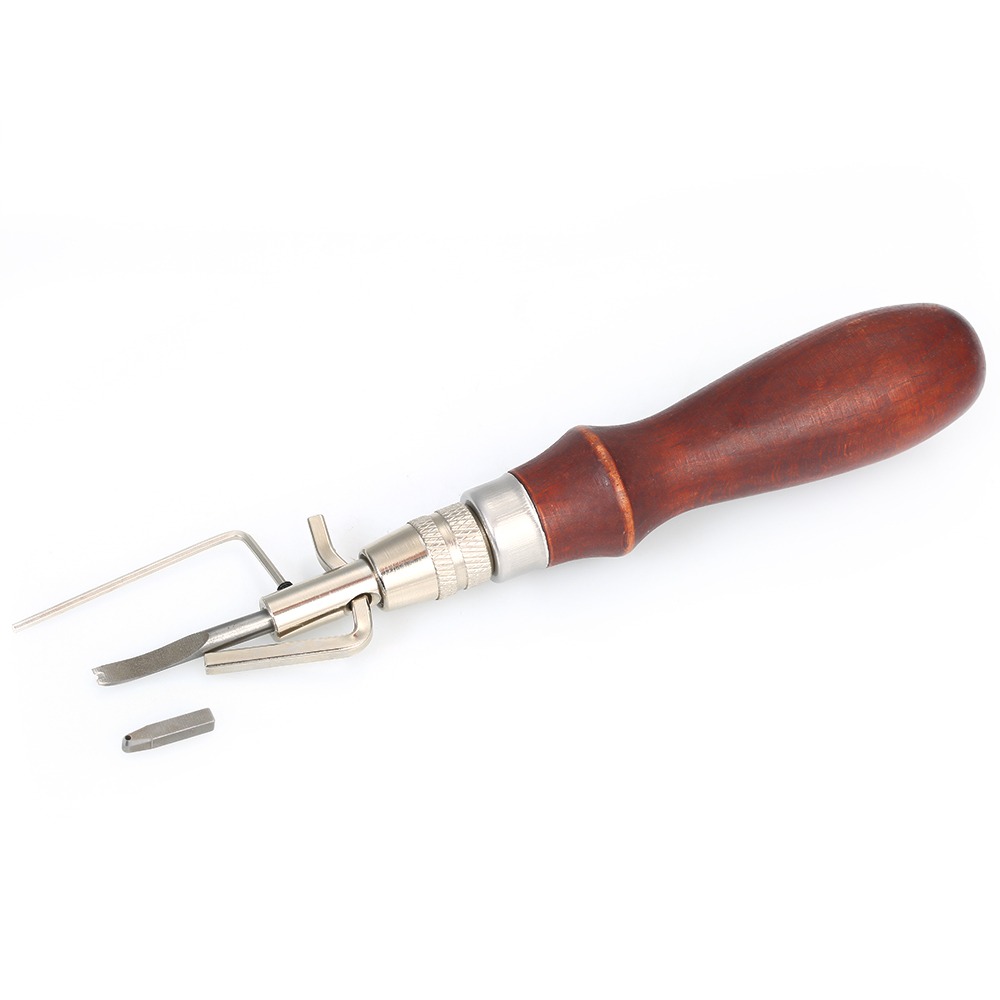 Groover Stitching Tool - Verstellbarer Leder-Nahtfresser mit austauschbaren Spitzen, Holz-