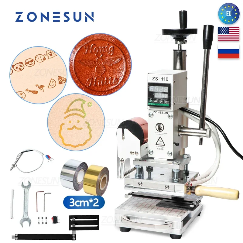 Leatherwork Hand Press - ZONESUN ZS110 Heißfolienprägung Bronzing Prägemaschine Schiebewerkbank